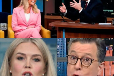 KAROLINE LEAVITT SH0CKS LATE NIGHT—COLBERT’S SHOW SPIRALS INTO CHAOS AFTER ONSCREEN SHOWDOWN! What started as a lighthearted interview turned into must-see TV as Karoline Leavitt took on Stephen Colbert and refused to back down. Armed with facts and fearless conviction, she called out the host’s double standards in front of a stunned audience. The laughter died, the tension soared, and producers were forced to pull the plug early. In a single, unforgettable segment, Leavitt turned late-night comedy into a cultural battleground—and sent a jolt through America’s media landscape.